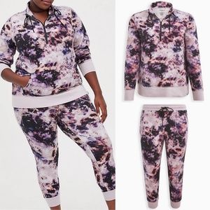 SET: Torrid French Terry Purple Tie Dye Active Sweatshirt/Jogger 1X